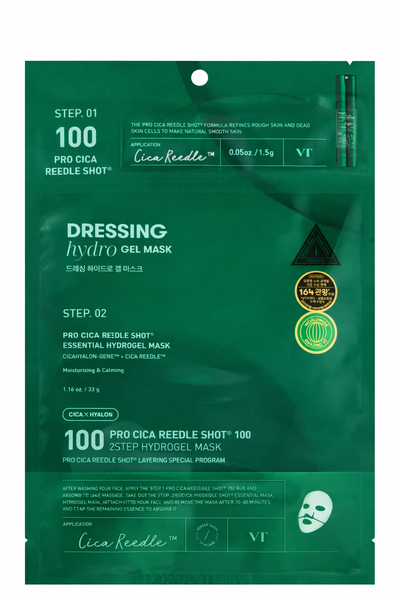 VT Cosmetics Pro Cica Reedle Shot 100 2Step Hydrogel Mask – Masque hydrogel apaisant Cica 34.5 g