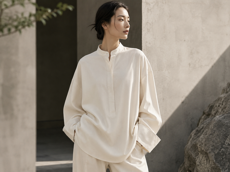 Chemise japonaise femme : l'élégance fluide, du col mao à l'oversize