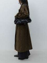 Trench femme Khaki marron Low Classic manteau long effet suède