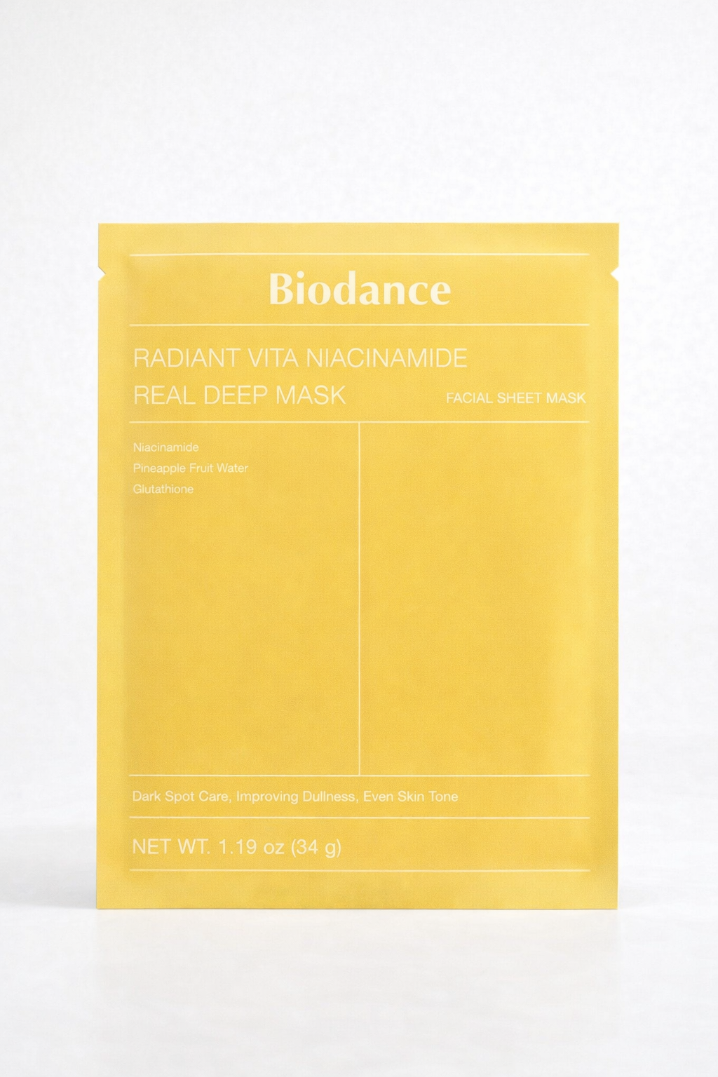 Biodance Radiant Vita Niacinamide Real Deep Mask – Masque éclat niacinamide 34 g