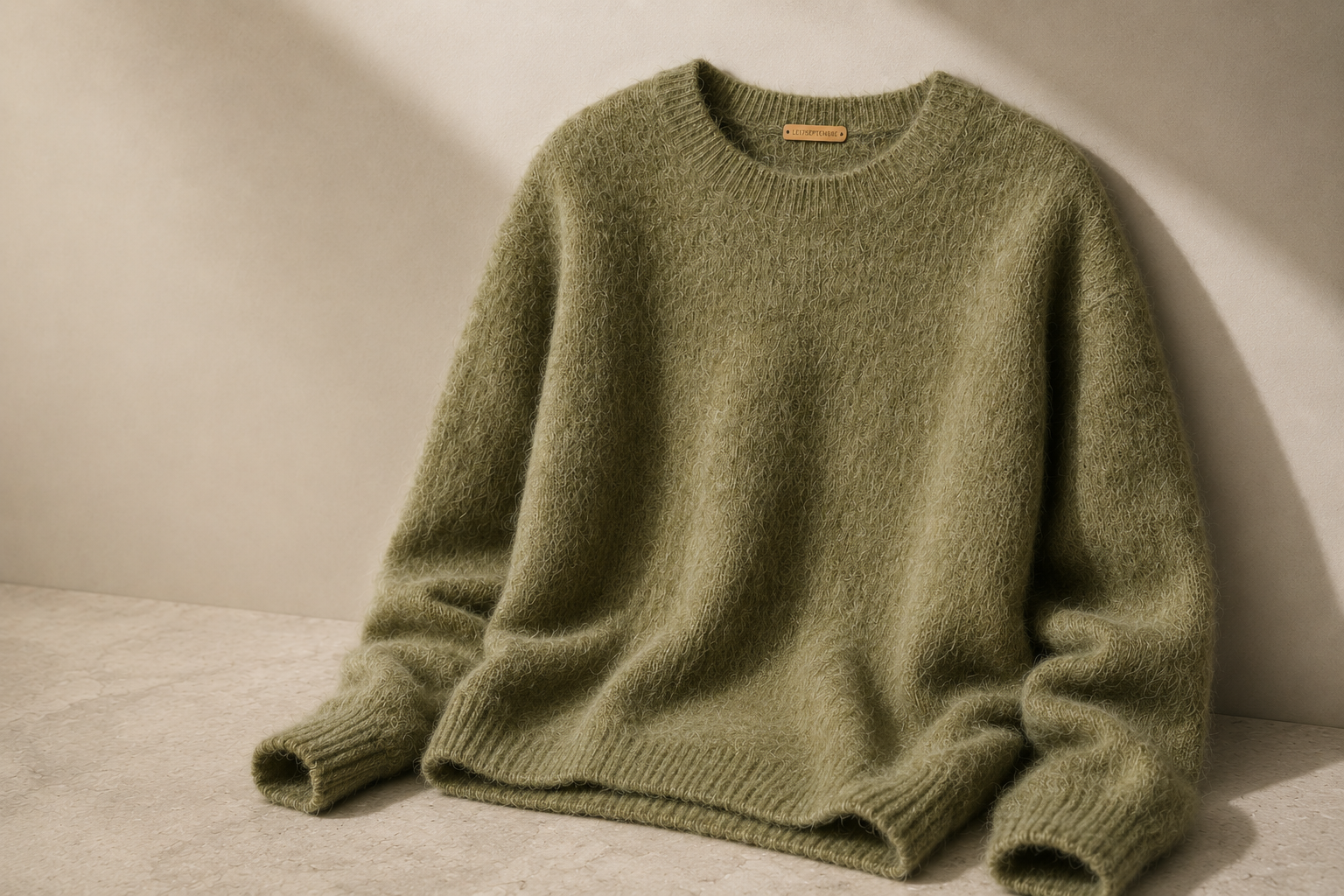 Pull homme LE17SEPTEMBRE en maille light khaki, vestiaire coréen minimaliste premium sur WaHallyu