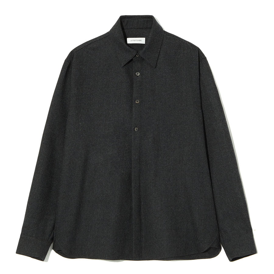 LE17SEPTEMBRE Chemise classique en laine - Gris charbon