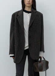 Low Classic - Veste tailleur oversize en laine - Marron