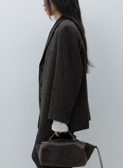 Low Classic - Veste tailleur oversize en laine - Marron