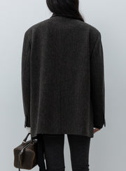 Low Classic - Veste tailleur oversize en laine - Marron