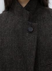 Low Classic - Veste tailleur oversize en laine - Marron
