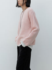 Maille femme rose Low Classic pull en laine col rond