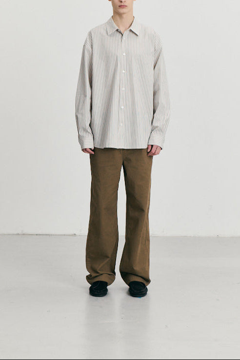 Dunst - Chemise informal unisexe rayée ivoire