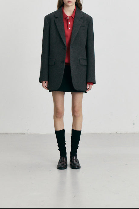 Dunst - Blazer laine charcoal brown