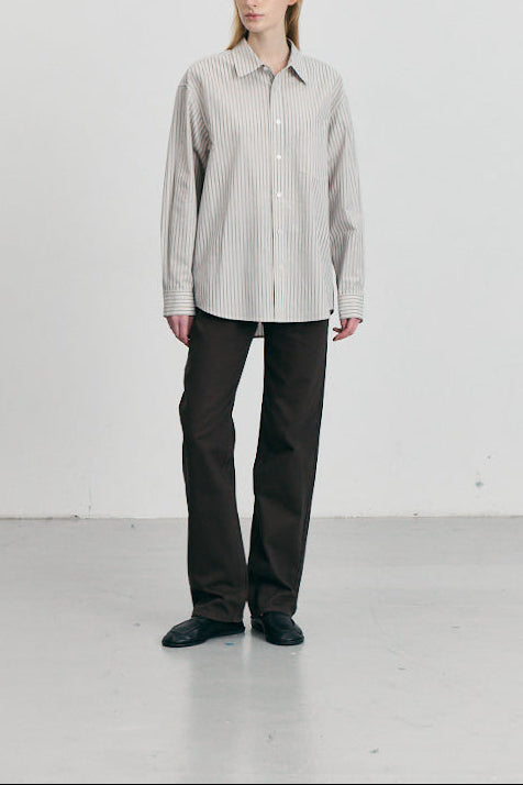 Dunst - Chemise ivoire rayée en coton