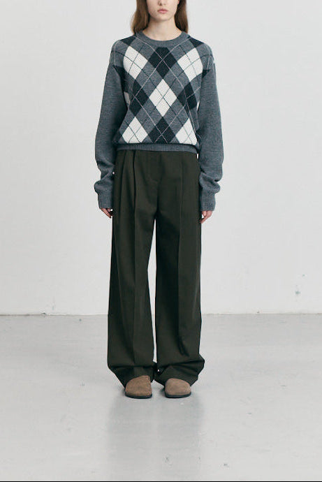 Dunst - Pantalon chino large khaki double plis