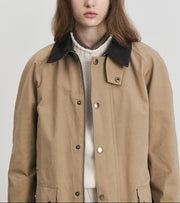 Look complet avec veste hunting Dunst beige en coton ciré
