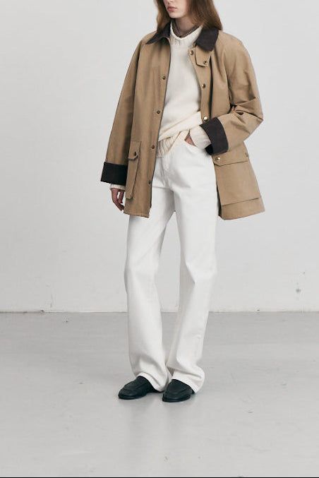 Dunst - Veste hunting beige en coton ciré